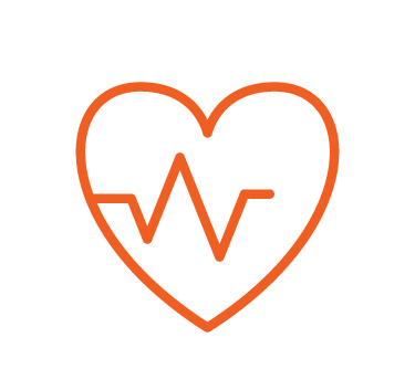 Icon of a heart with a P-Wave inside it, Heart Test